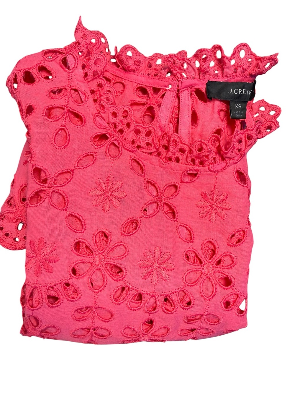 J. Crew Hot Pink Eyelet Lace Sleeveless Top - Picture 7 of 11